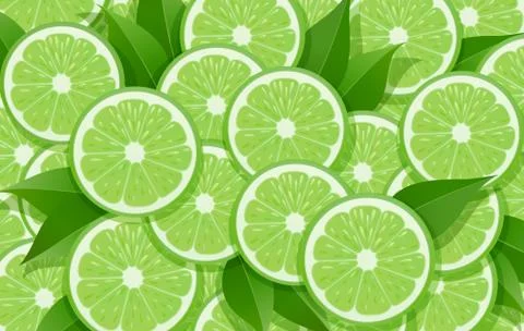 Lime and leaf. Citrus pattern. Tropical fruit background. Organic natural fru Illustrazione stock