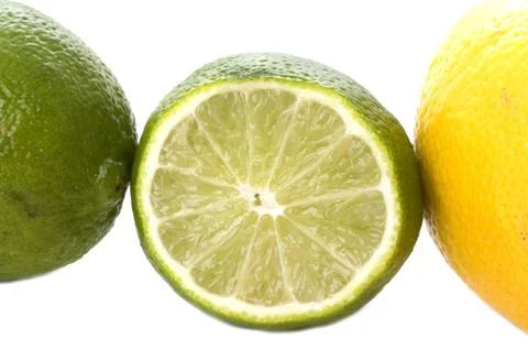 Lime and lemon macro Stock Photos