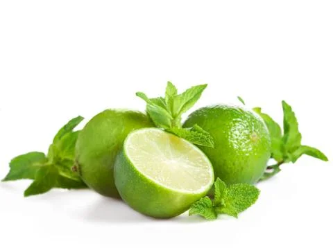 Lime and mint isolated Stock Photos