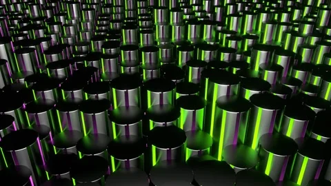 Lime and Pink Circular Cylindrical Neon Equalizer Background VJ Loop in 4K Stock Footage 262560846