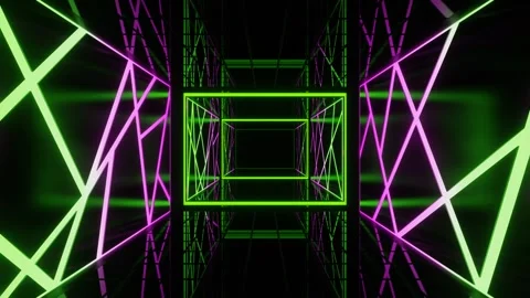 Lime and Pink Cyberpunk Movement on Elevator Background VJ Loop in 4K Stock Footage 257599332