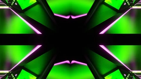 Lime and Pink Glowing Screen Kaleidoscope Background VJ Loop in 4K Vídeos de archivo 328972166