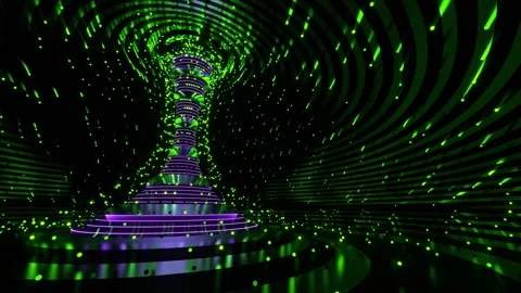 Lime and Purple Cyber Strobe Carousel Background VJ Loop in 4K Stock Footage 265947910