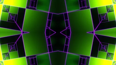 Lime and Purple Square Output Kaleidoscope Background VJ Loop in 4K Stock Footage 339699017