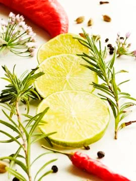 Lime and spices Stock Photos