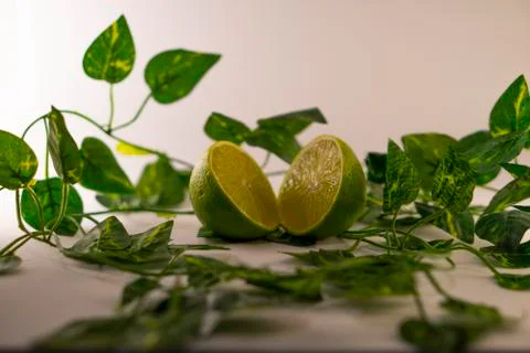 Lime in basket Stock Photos