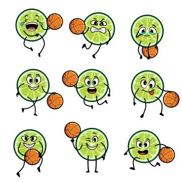 Lime basketball set cartoon vector Stock Illustration