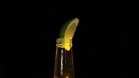 Lime in Beer Stock Footage 147290006