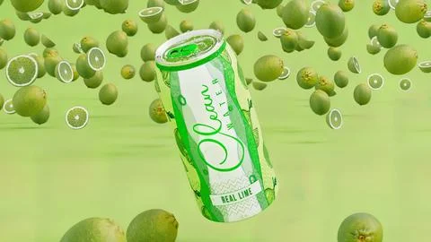 Lime Can Model Surrounded By Lime With Lime Background Stock Illustration