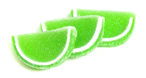 Lime Candy Fruit Slice Isolated on a White Background Foto stock