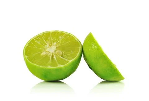 Lime close up isolated on white background Stock Photos