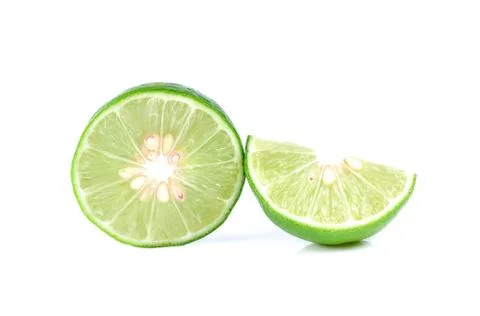Lime close up isolated on white background Stock Photos