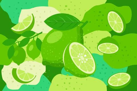 Lime elements seamless pattern abstract vector design background 库存插图