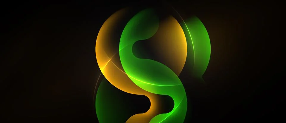 Lime flowing glow forms on deep black, clean vector illustration Stock Illustration
