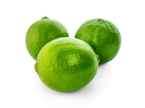 Lime. Fresh fruit with leaf isolated on white background. Stock Photos