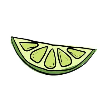 Lime fresh slices set. Cut limes fruit slice for lemonade juice or vitamin c Illustrazione stock