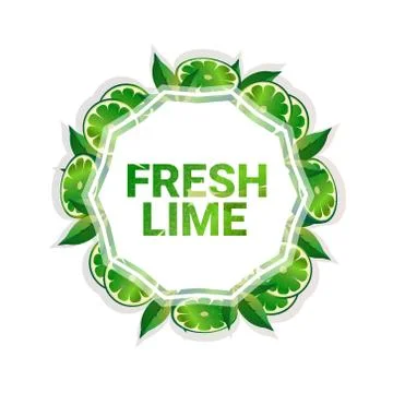 Lime fruit colorful circle copy space organic over white pattern background 스톡 일러스트
