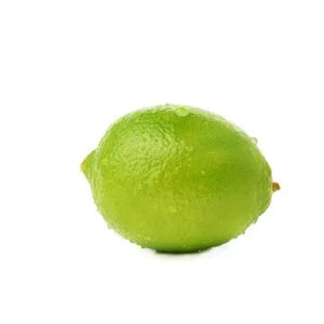Lime fruit covered with the multiple water drops, isolated over the white Stock Photos