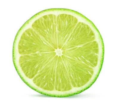 Lime fruit cross section cut out. Isolated on white Stock Photos
