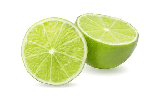Lime fruit halves isolated Stock-Fotos
