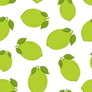 Lime fruit icon seamless pattern background in flat style. Organic fruits v.. イラスト素材