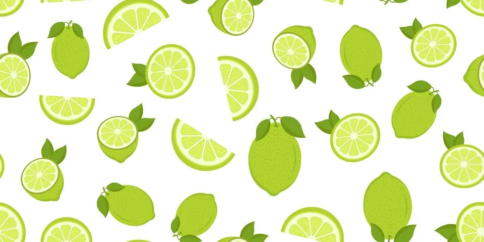Lime fruit icon seamless pattern background in flat style. Organic fruits v.. Stock Illustration