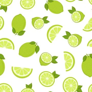 Lime fruit icon seamless pattern background in flat style. Organic fruits v.. Stockillustratie