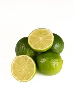 Lime fruit isolated, lime citron white citrus fresh cutout Stock Photos