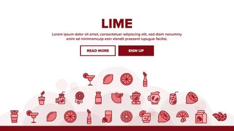 Lime Fruit Landing Header Vector Stock Illustration