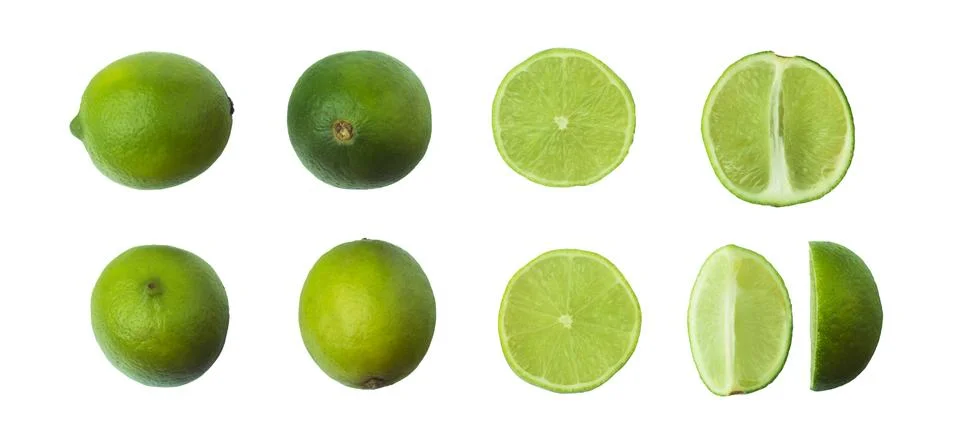 Lime fruit set isolated Stock Photos