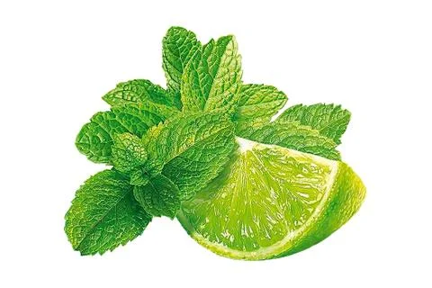 Lime. fruit with slices isolated on white Stock Photos