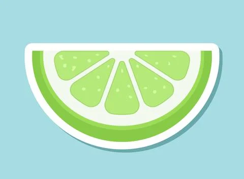 Lime fruit sticker icon in flat style. Organic fruits vector illustration o.. Stock Illustration