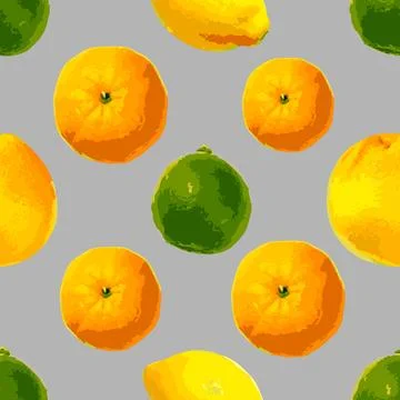Lime, grapefruit, lemon and tangerine on a gray background Stock Illustration