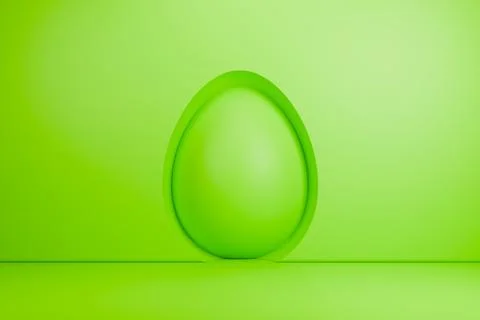 Lime green 3D Easter egg on podium stage. Stock Illustration