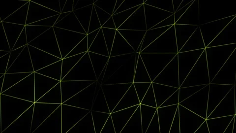 Lime green 3d polygon mesh dots and lines,Technology futuristic black background Stock Footage 295936154