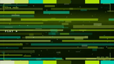 Lime green and cyan vhs tracking distortion animation, glitch motion background Stock Footage 346233383