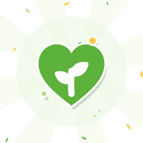 Lime green and white leaf heart sticker style animation Stock Footage 346184317
