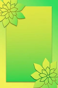 Lime Green and Yellow Gradient Card Template with Flower Borders イラスト素材