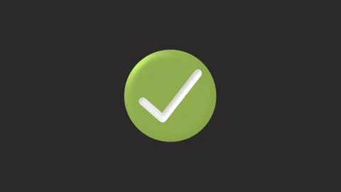Lime green check mark on dark background 3D rendered illustration or styliz.. Stock Illustration