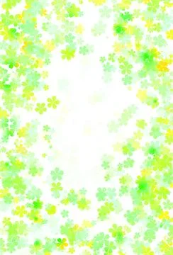 Lime green cherry blossom border, Fresh spring nature floral frame, Bright Stock Illustration