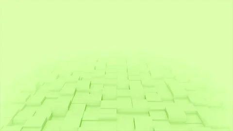 Lime green color 3d cubes slowly moving blank 3d space background Video stock 307693391
