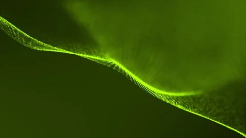 Lime green digital abstract particle wave background ,  technology background Stock Footage 276161133