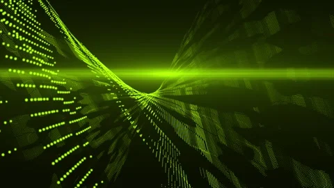Lime green digital data flow particles cyber technology futuristic background Vídeo Stock 296088834