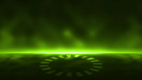 Lime green glowing empty space or empty stage with rotating ring at the center Stock Footage 306586565