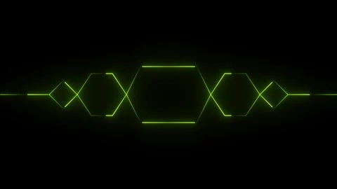 Lime green glowing polygon audio visualizer frame - abstract cyberpunk hud. Stock Footage 340342208