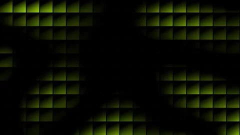 Lime green gradient squares box pattern slowly moving over black background Video stock 307517477