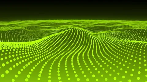 Lime green particle mesh wave Cyber technology wave particles background Stock Footage 272481213