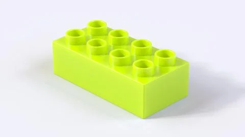 Lime Green Plastic Building Brick Isolated on White Background Stock Illustration