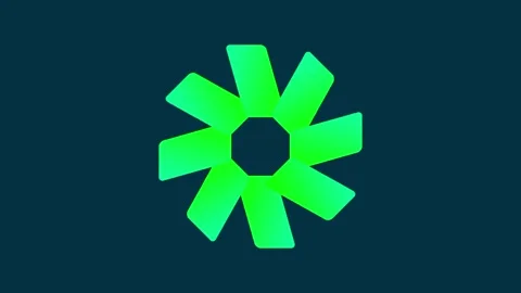 Lime Green Spinning Triangular Shards Glowing Circular Icon Stock Footage 335592001