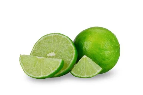 Lime with half isolated on white background. Stock Photos